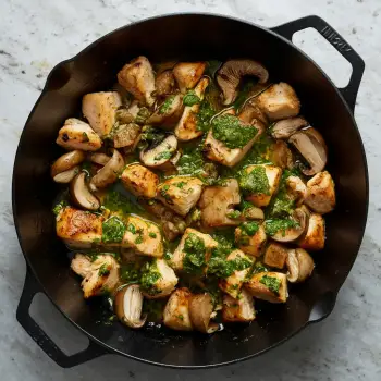 Chicken Thighs with Mushrooms and Chimichurri recipe image