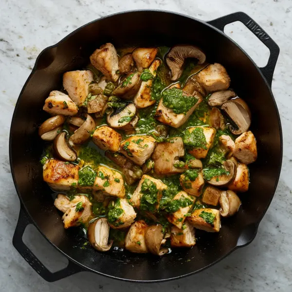 Chicken Thighs with Mushrooms and Chimichurri