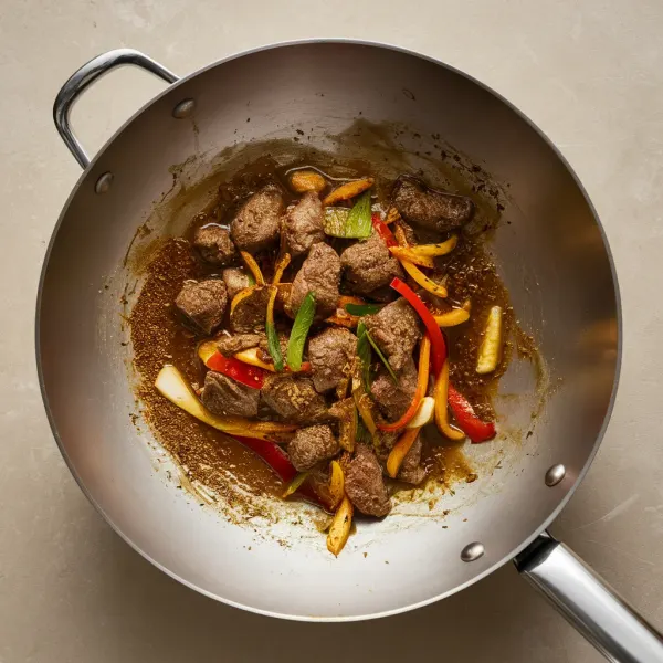 Cumin Lamb with Szechuan Chili, Scallions and Bell Pepper