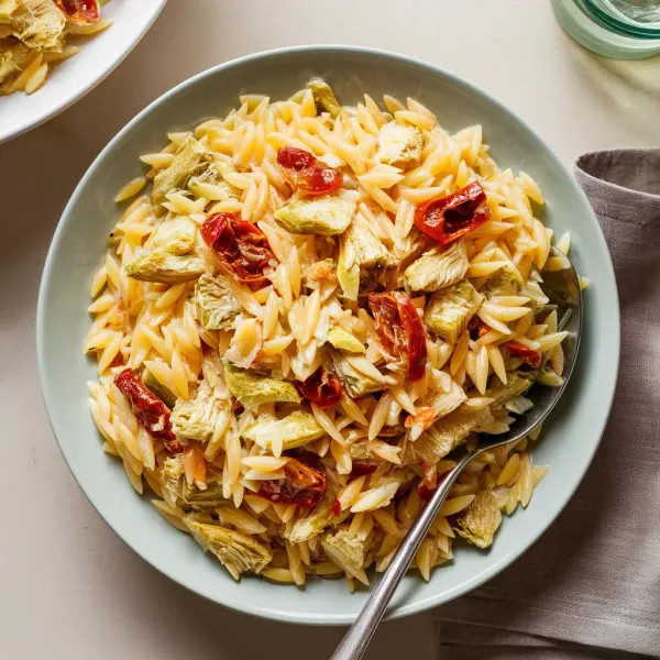 One-Pot Orzo with Sun-Dried Tomato and Artichoke Hearts