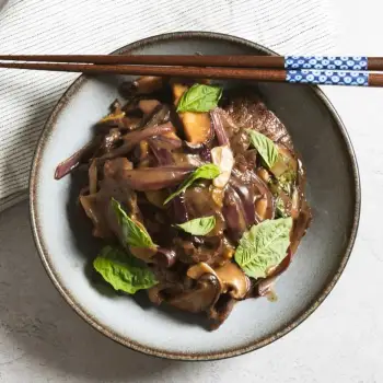 Beef and Basil Stir Fry with Mushrooms recipe image