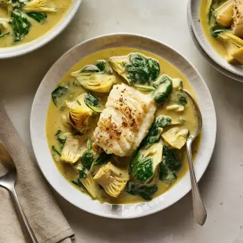 Creamy Cod and Spinach Artichoke Stew recipe image