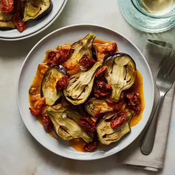 Eggplant with Artichoke Hearts and Sun-Dried Tomatoes recipe image