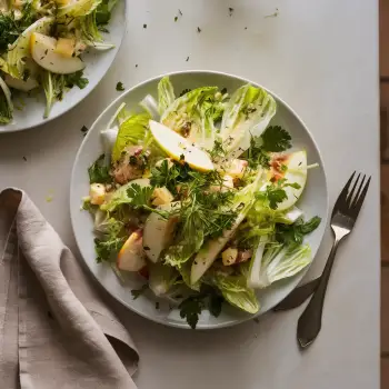 Frisée Salad with Endive, Fresh Herbs, Apple and Lemon Vinaigrette for Two recipe image