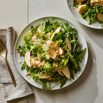 Frisée and Arugula Salad with Buttermilk Dressing, Apple, and Gruyère recipe image