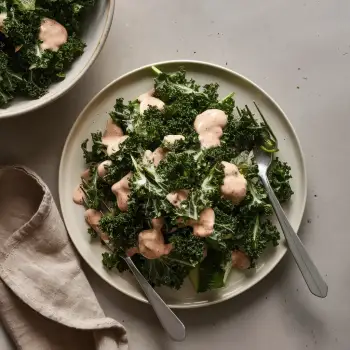 Kale Salad with Creamy Miso Dressing recipe image