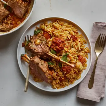 One-Pot Lamb and Harissa Orzo recipe image