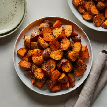 Quick Roasted Miso Sweet Potatoes recipe image