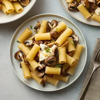 Rigatoni with Mushrooms, Anchovy, and Ricotta recipe image