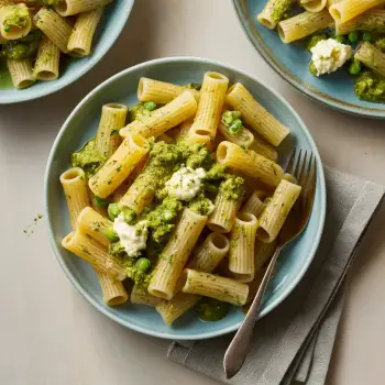 Rigatoni with Ricotta and Pea Pesto recipe image