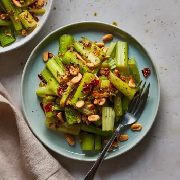 Sauteed Celery with Garlic, Chili, and Toasted Peanuts recipe image