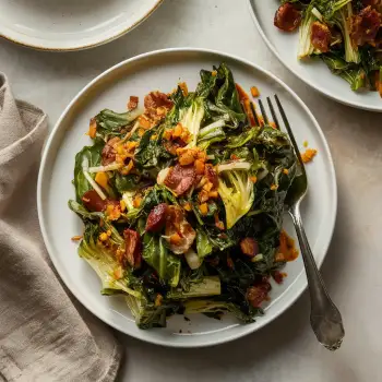 Sauteed Escarole with Bacon, White Wine, Garlic, and Calabrian Chili recipe image