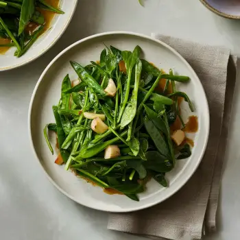 Sauteed Pea Shoots with Garlic and Shao Xing Wine recipe image