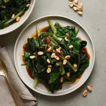 Sauteed Swiss Chard with Sweet Soy and Toasted Peanuts recipe image