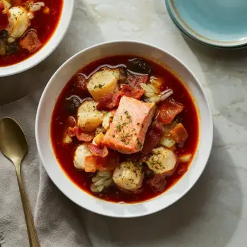 Seafood Stew with Salmon, Red Wine and Bacon recipe image