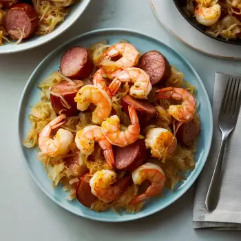 Shrimp Sauté with Kielbasa and Sauerkraut recipe image