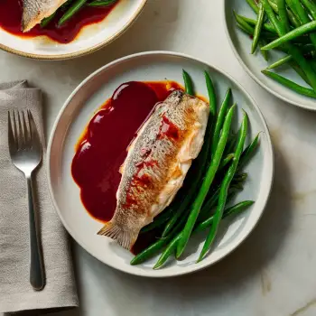 Steamed Trout with Beurre Rouge and Green Beans recipe image