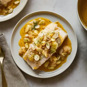 Steamed Trout with Almondine Beurre Blanc recipe image