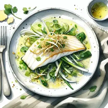 Steamed Sole with Scallion Salad recipe image